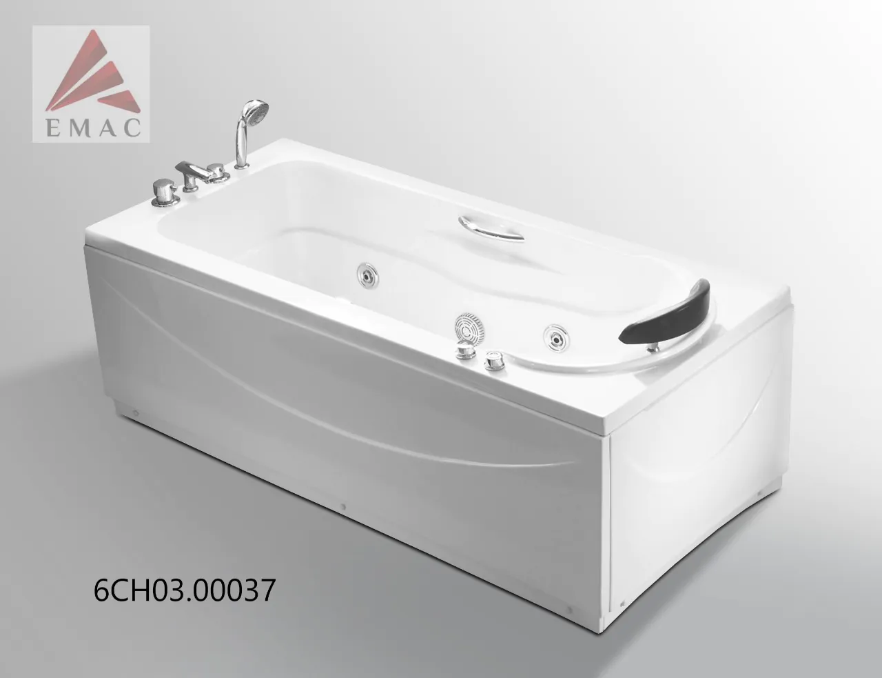 جاكوزي ايمـاك مستطيل موديل A045، 8 جت مساج، شلال، خلّاط، ووسادة رأس. خامة أكريليك، مقاس 160×75 سم، لون أبيض، تصميم فاخر وصناعة صينية عالية الجودة.