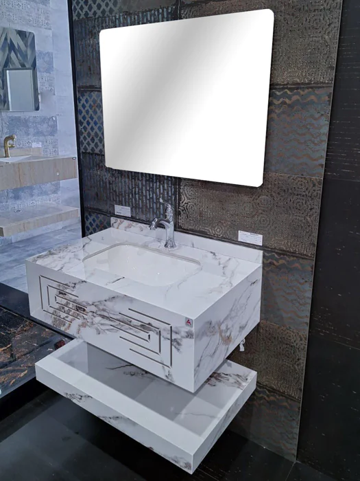 ⁦مغسلة صيني بورسلين رخامي حوض ايماك مع مراية 1040A-80⁩ - الصورة ⁦14⁩