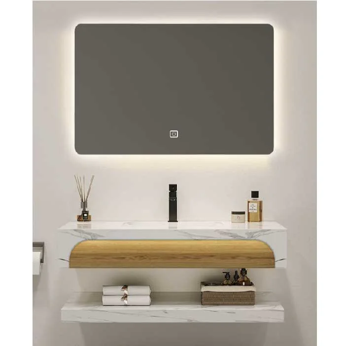 ⁦مغسلة صيني بورسلين رخامي حوض ايماك+انارة و مراية SYJ1026-60⁩ - الصورة ⁦1⁩