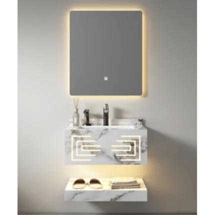 مغسلة رخام صناعي ايماك عصرية مزودة بLED