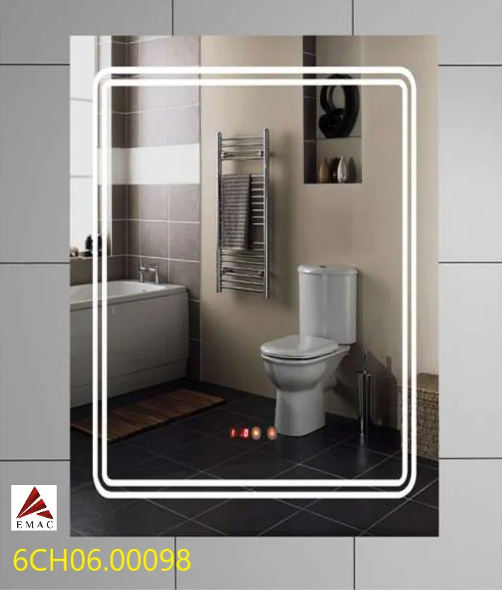 product_image_6745a6844b5d2.png مراية ليد صيني لمس مستطيل ايماك مقاوم للماء مع ساعة 5مم 125 - الصورة 1